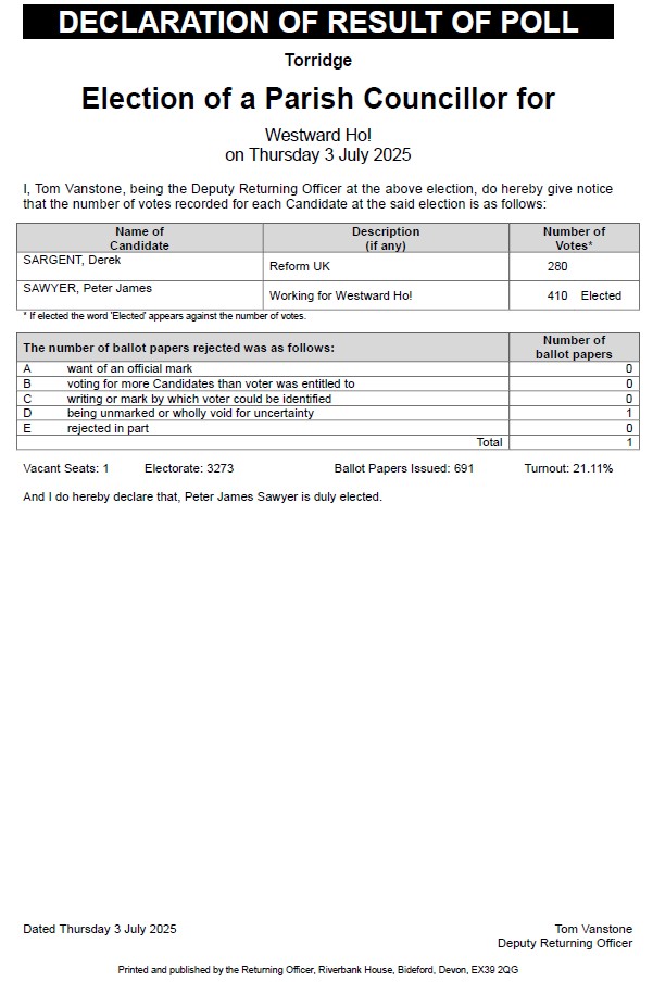 Election of a Parish Councillor Westward Ho!