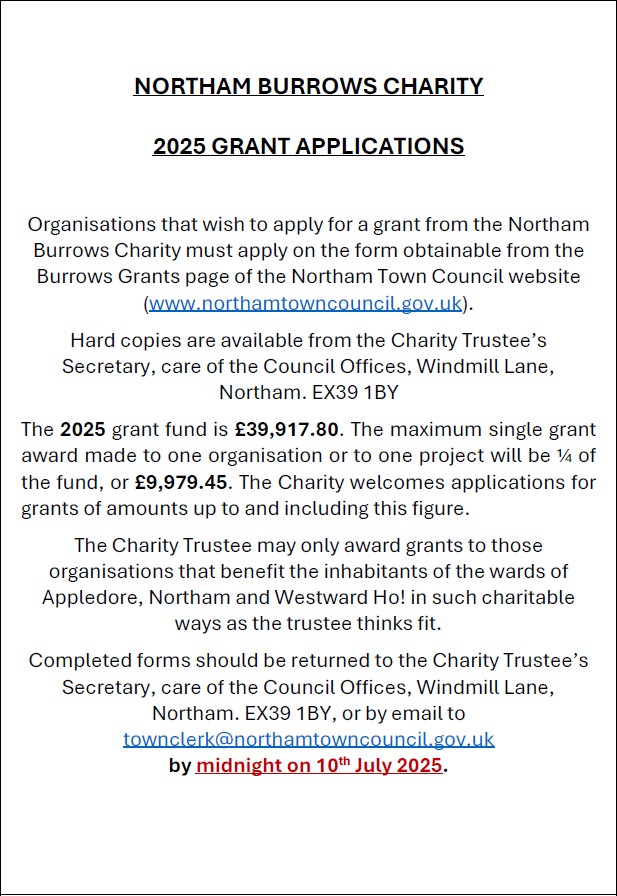 Northam Burrows Charity Grants - 2025