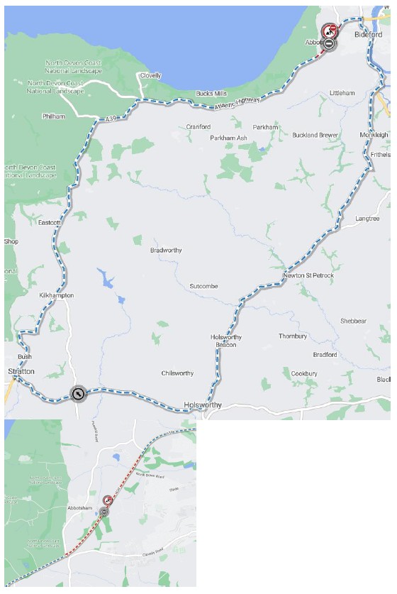 Temporary Traffic Order - Bideford Bypass [A39], Abbotsham, Bideford, Northam (TTRO2671256)