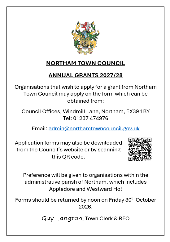 Northam Town Council Grants window is now open